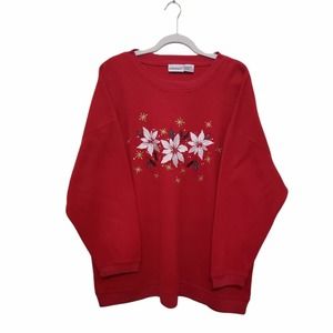 Fashion Bug Retro Red Poinsettia Crew Sweatshirt